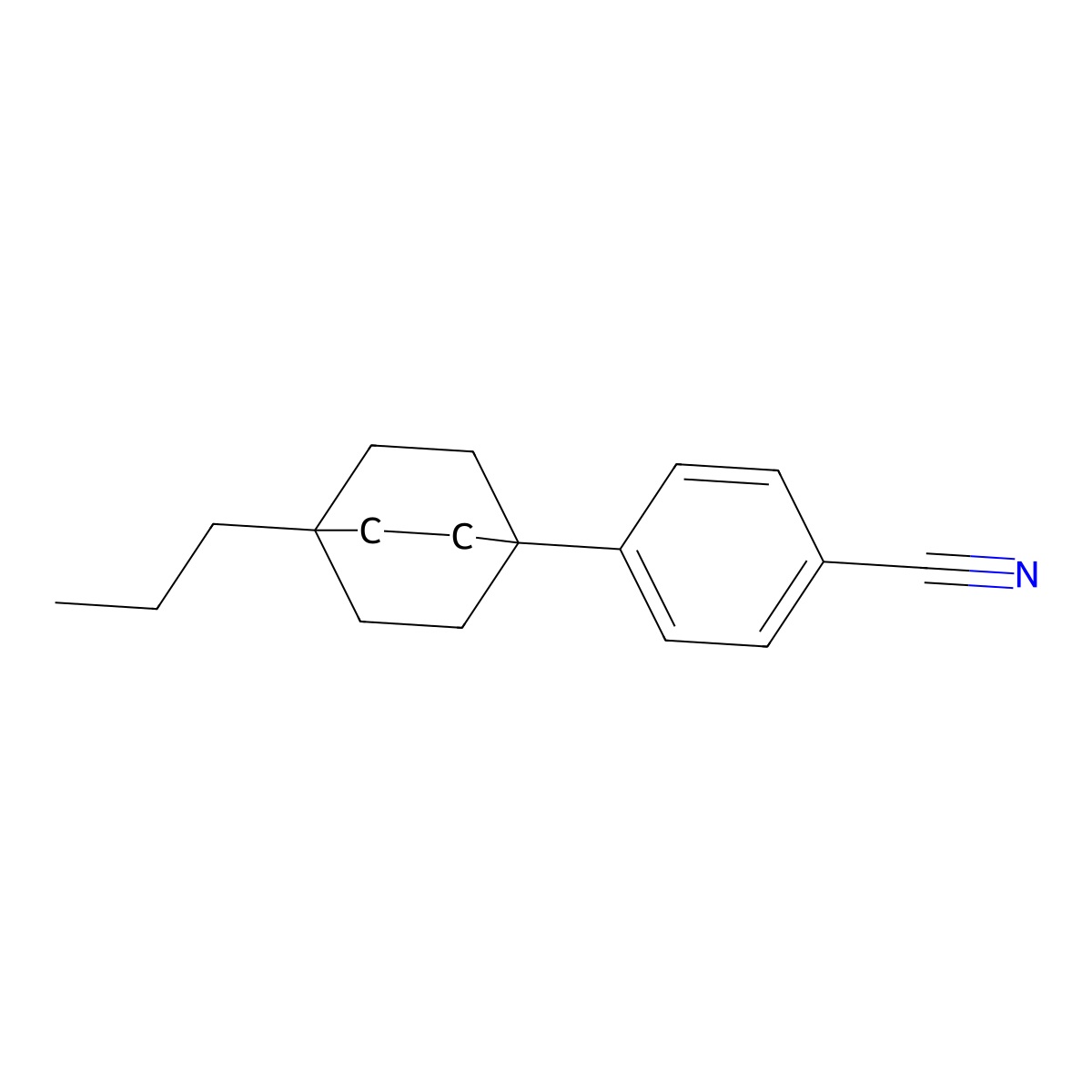 4-(4-Propylbicyclo[2.2.2]oct-1-yl)benzonitrile molecular structure, CAS 74471-09-3