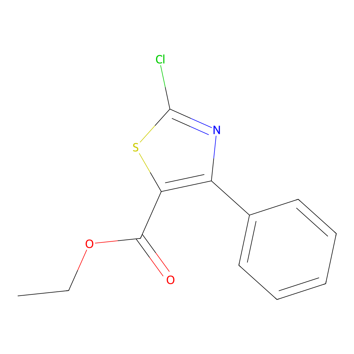 Ethyl 2-chloro-4-phenyl-1,3-thiazole-5-carboxylate molecular structure, CAS 74476-47-4