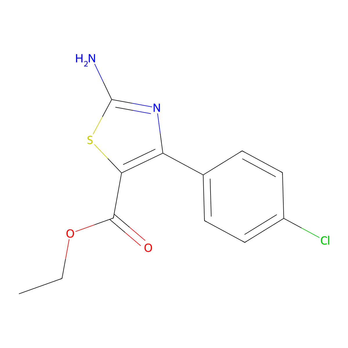 Ethyl 2-amino-4-(4-chlorophenyl)thiazole-5-carboxylate molecular structure, CAS 74476-53-2