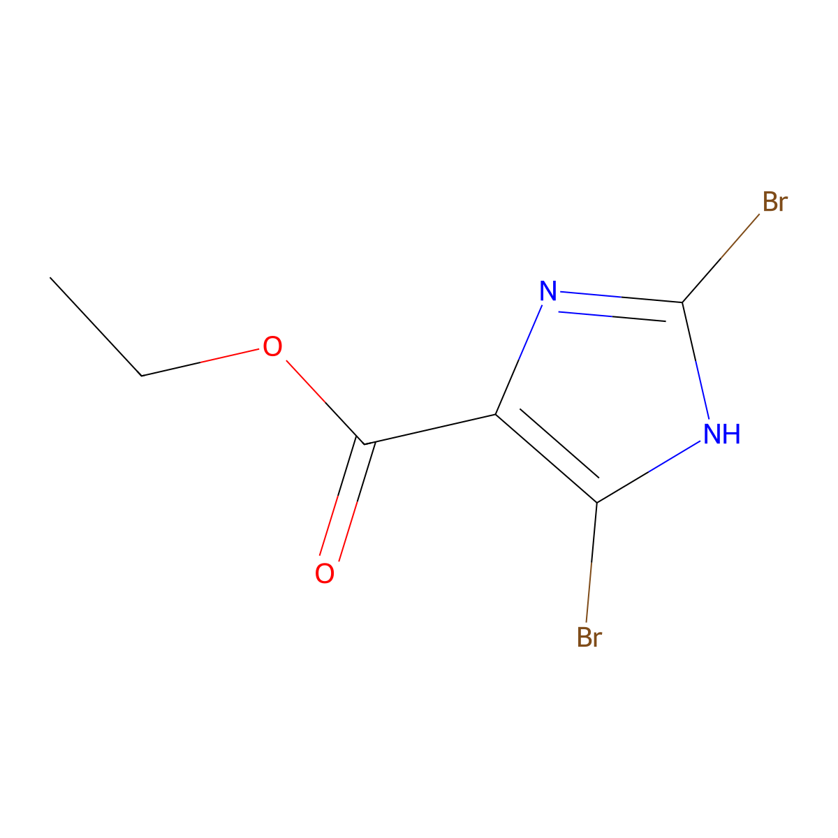 Ethyl 2,4-dibromo-1H-imidazole-5-carboxylate molecular structure, CAS 74478-96-9