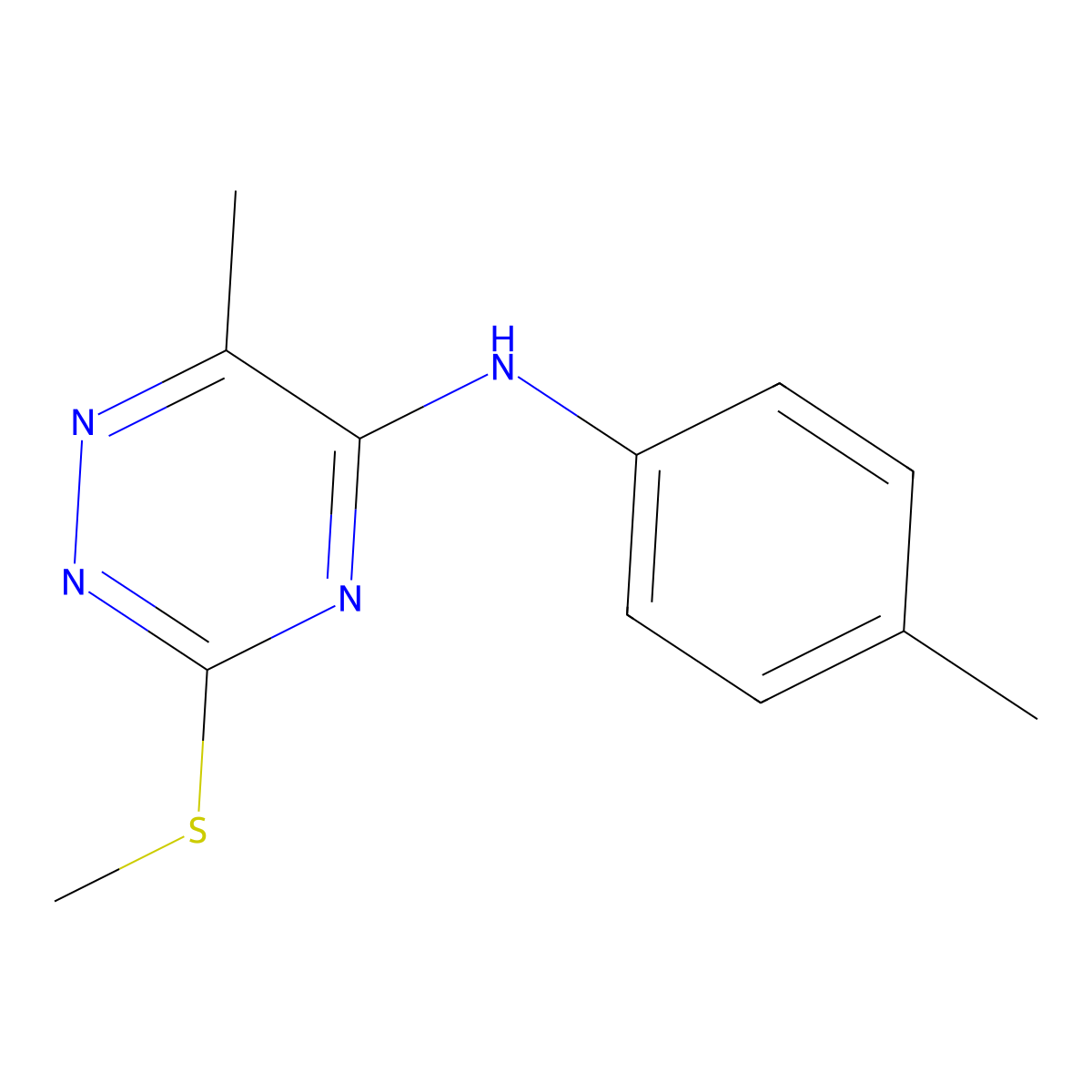 6-methyl-N-(4-methylphenyl)-3-methylsulfanyl-1,2,4-triazin-5-amine molecular structure, CAS 7448-37-5