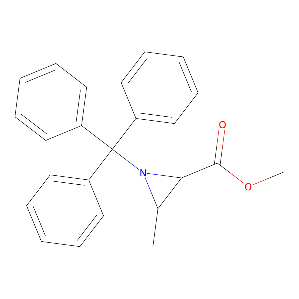 methyl (2S,3S)-3-methyl-1-tritylaziridine-2-carboxylate molecular structure, CAS 74481-56-4