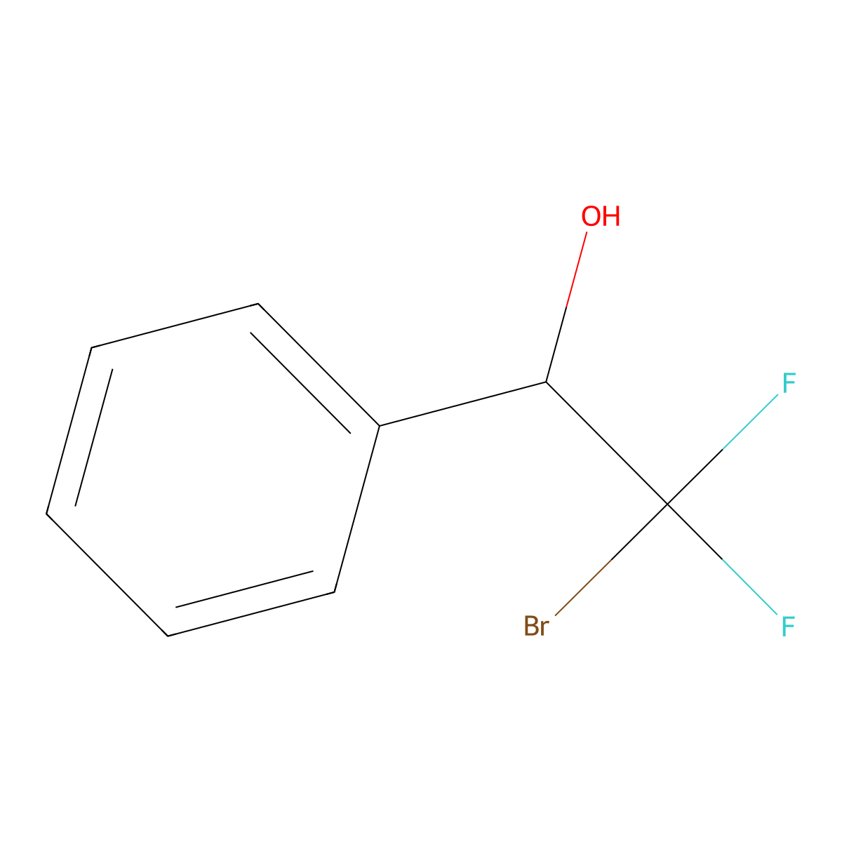 2-Bromo-2,2-difluoro-1-phenylethanol molecular structure, CAS 74492-28-7
