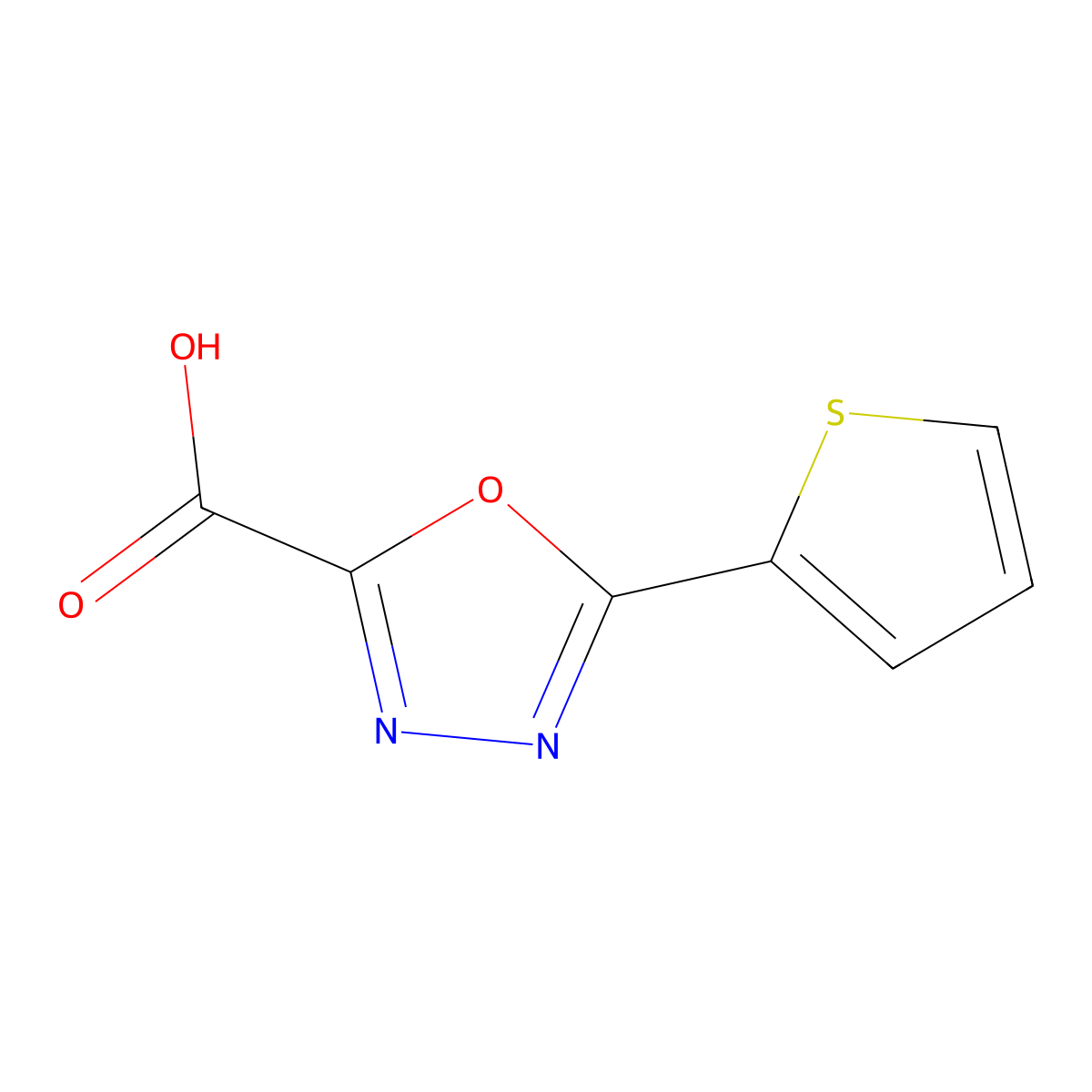 1,3,4-Oxadiazole-2-carboxylic acid, 5-(2-thienyl)- molecular structure, CAS 744961-15-7