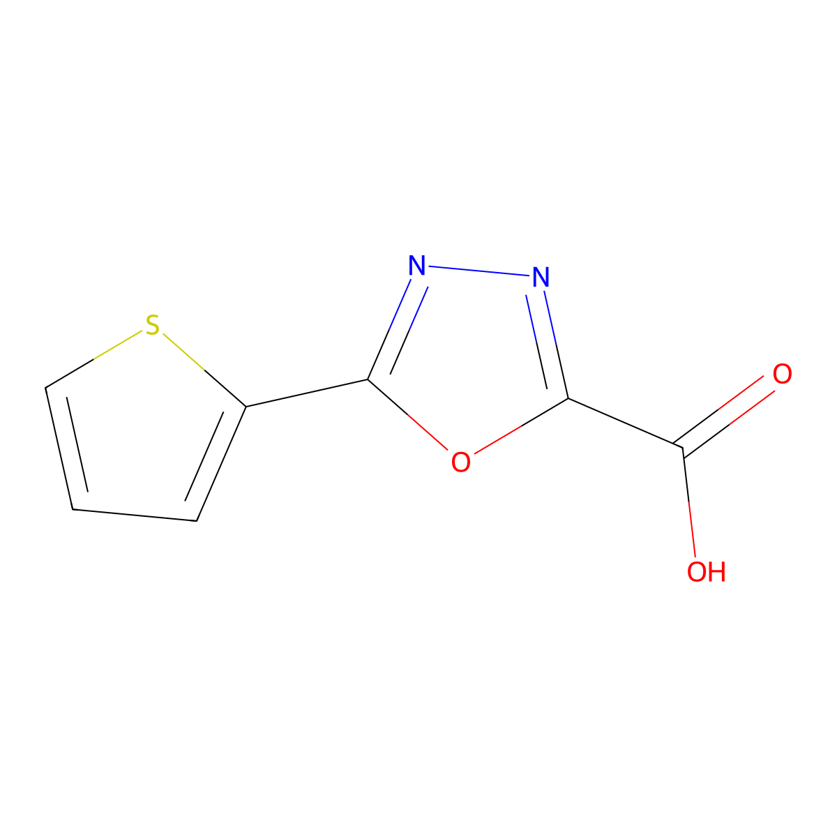 1,3,4-Oxadiazole-2-carboxylic acid, 5-(2-thienyl)- molecular structure, CAS 744961-15-7