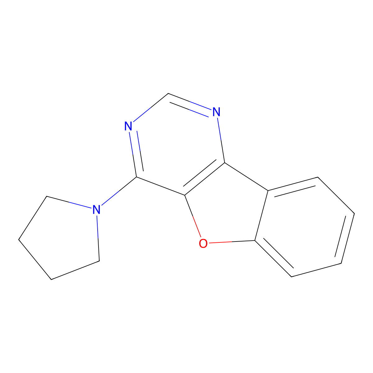 4-Pyrrolidin-1-yl-[1]benzofuro[3,2-d]pyrimidine molecular structure, CAS 744967-80-4