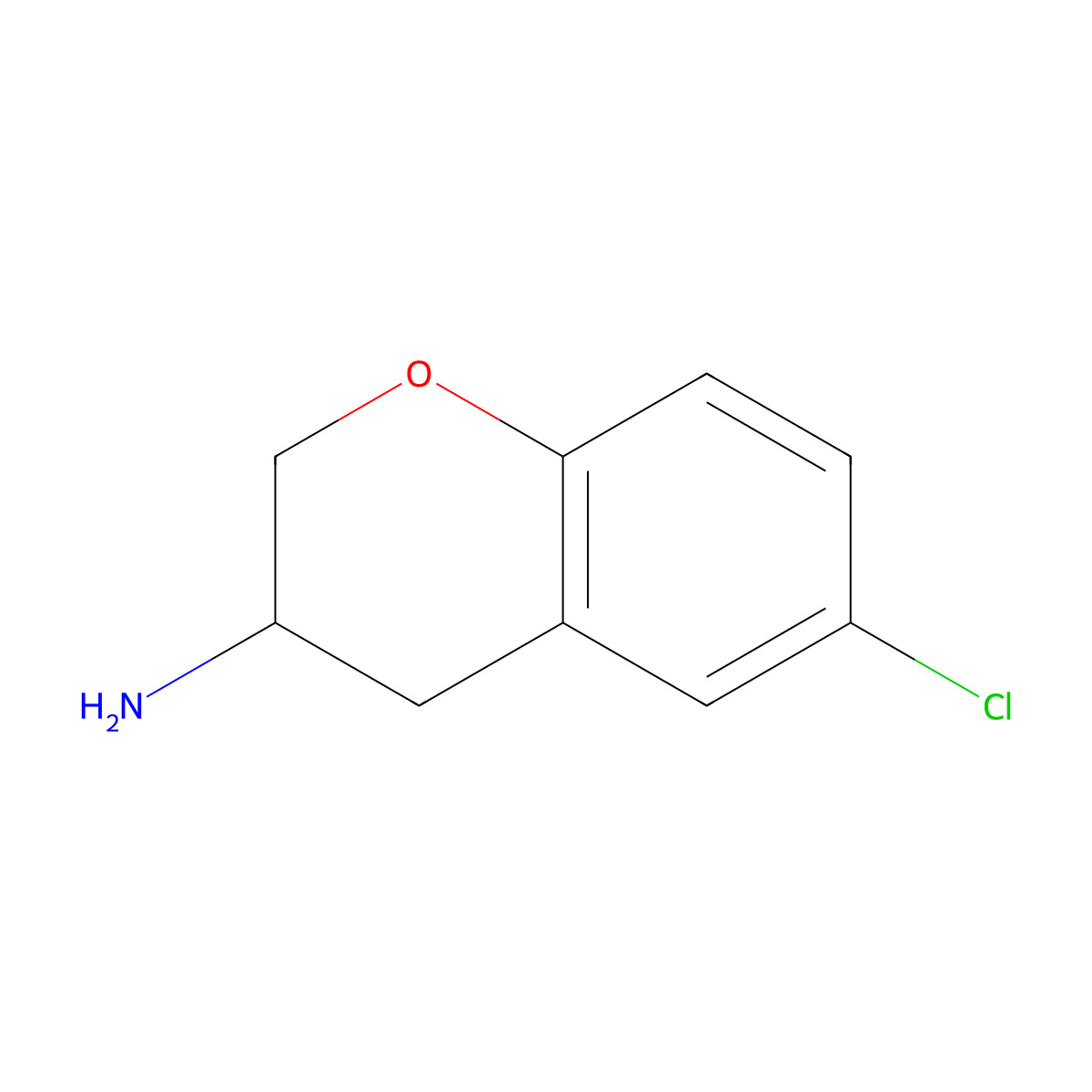 6-Chloro-3,4-dihydro-2H-1-benzopyran-3-amine molecular structure, CAS 744982-80-7