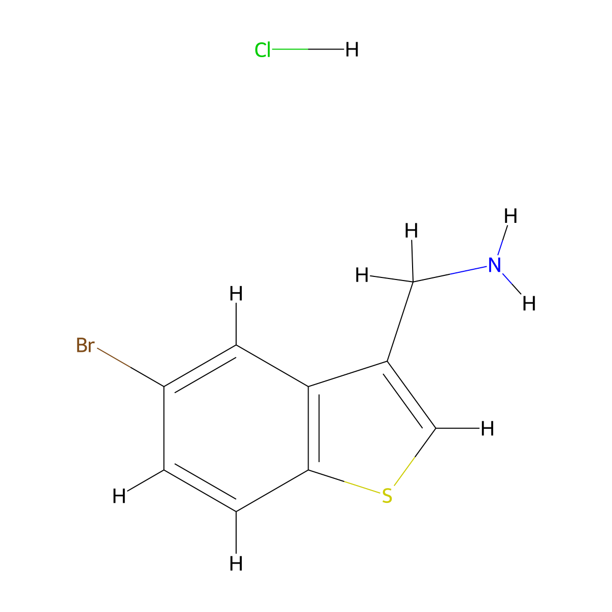 (5-Bromo-1-benzothiophen-3-yl)methanamine hydrochloride molecular structure, CAS 744985-64-6