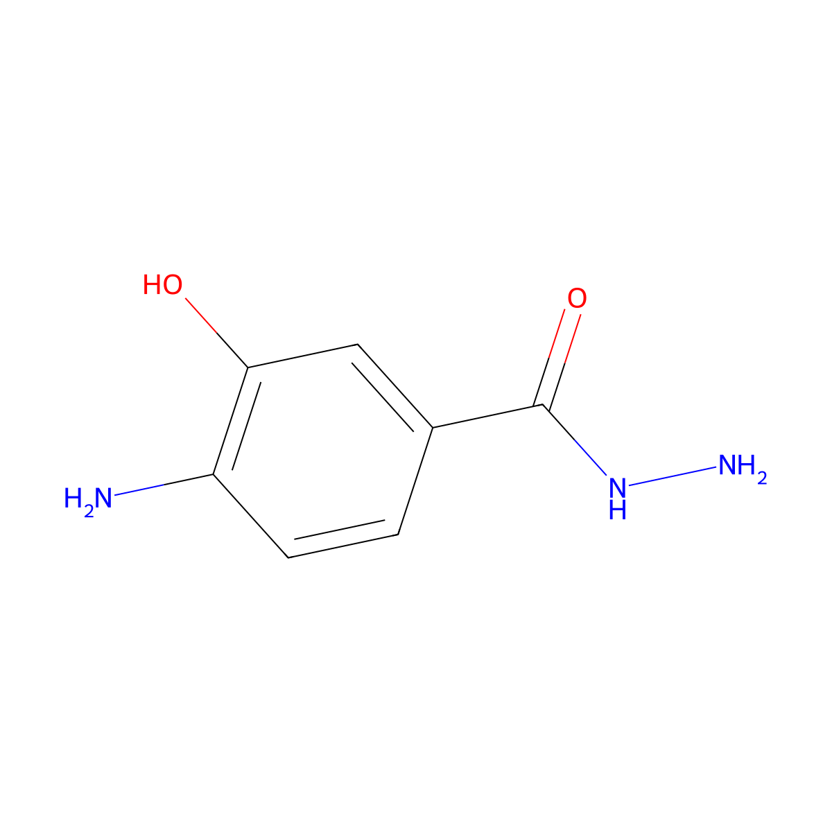 4-Amino-3-hydroxybenzohydrazide molecular structure, CAS 7450-56-8