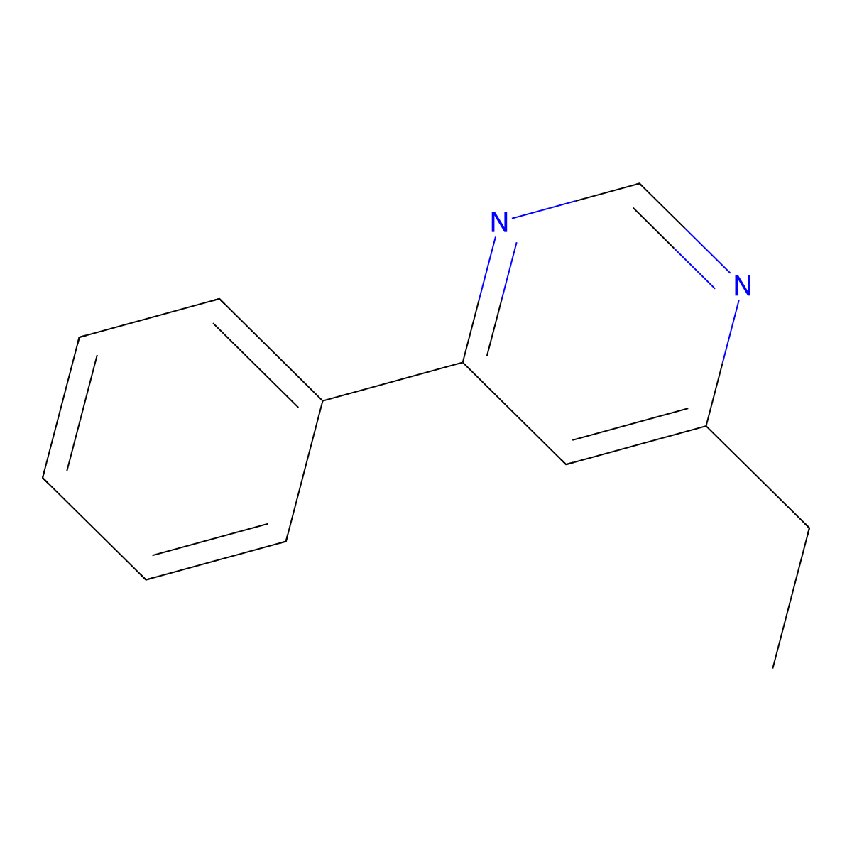 4-Ethyl-6-phenylpyrimidine molecular structure, CAS 74502-97-9