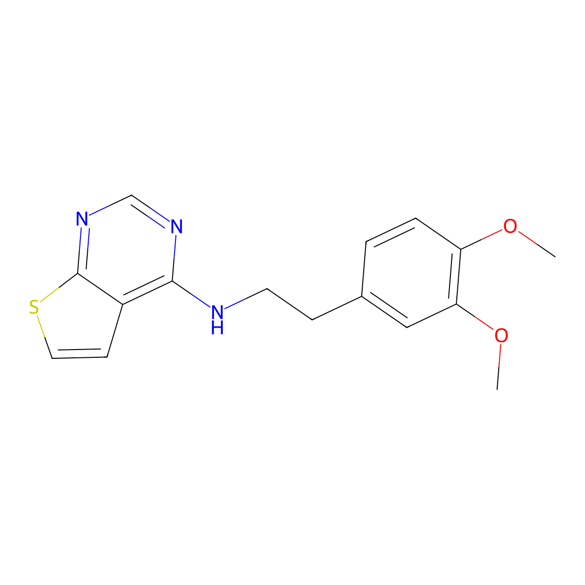 N-[2-(3,4-dimethoxyphenyl)ethyl]thieno[2,3-d]pyrimidin-4-amine molecular structure, CAS 745021-88-9