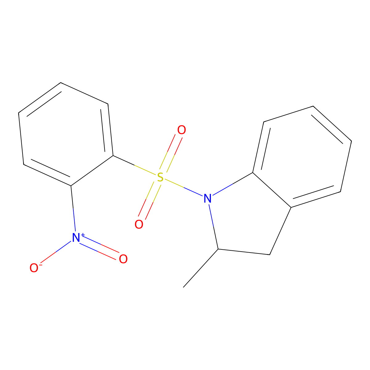 2-methyl-1-(2-nitrobenzenesulfonyl)-2,3-dihydro-1H-indole molecular structure, CAS 745022-66-6