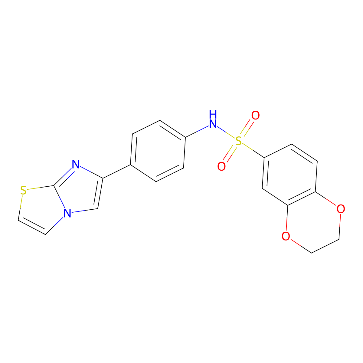 N-(4-imidazo[2,1-b][1,3]thiazol-6-ylphenyl)-2,3-dihydro-1,4-benzodioxine-6-sulfonamide molecular structure, CAS 745022-67-7