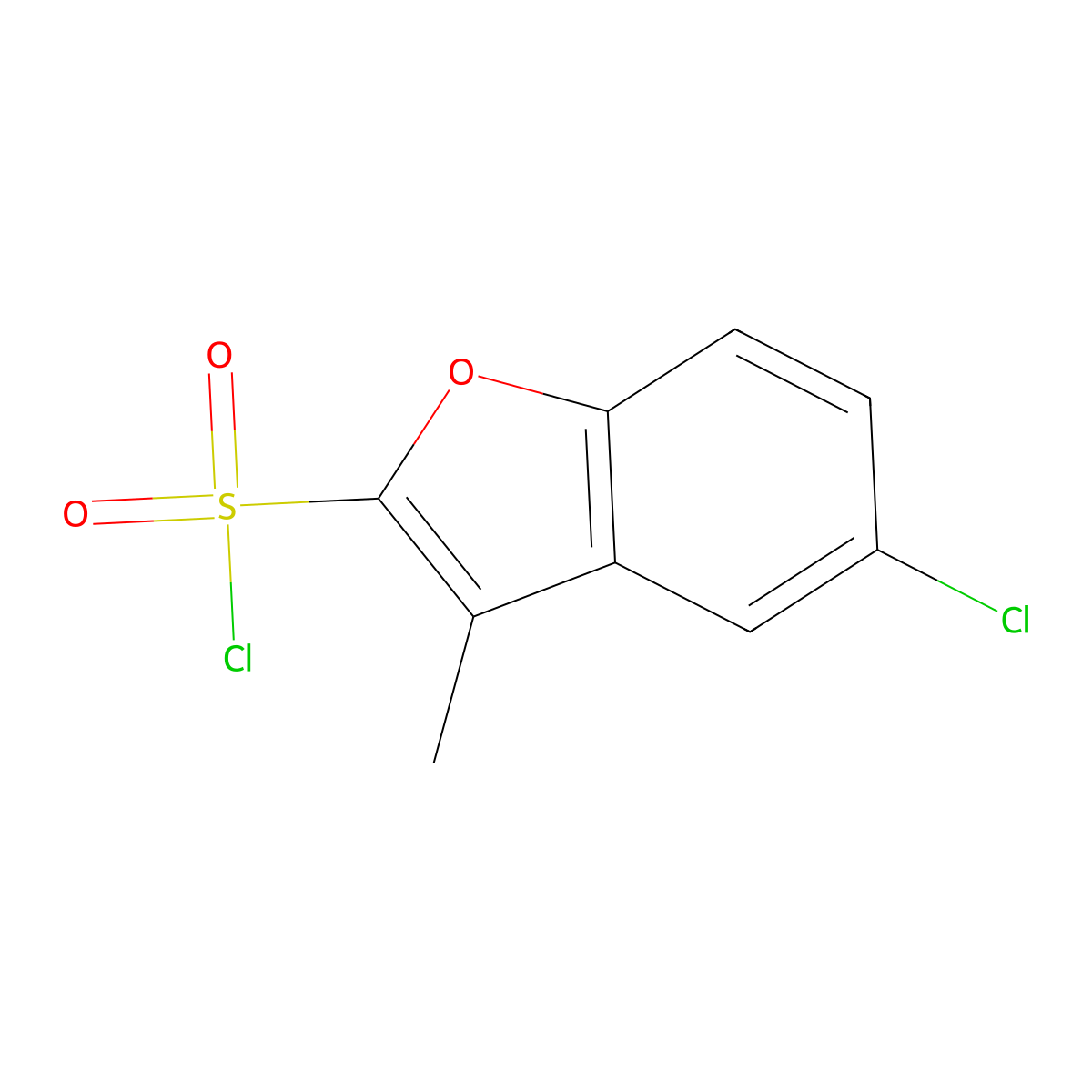 5-Chloro-3-methyl-1-benzofuran-2-sulfonyl chloride molecular structure, CAS 745023-62-5