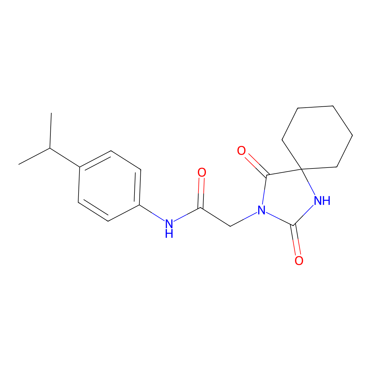 2-(2,4-dioxo-1,3-diazaspiro[4.5]dec-3-yl)-N-(4-isopropylphenyl)acetamide molecular structure, CAS 745023-73-8