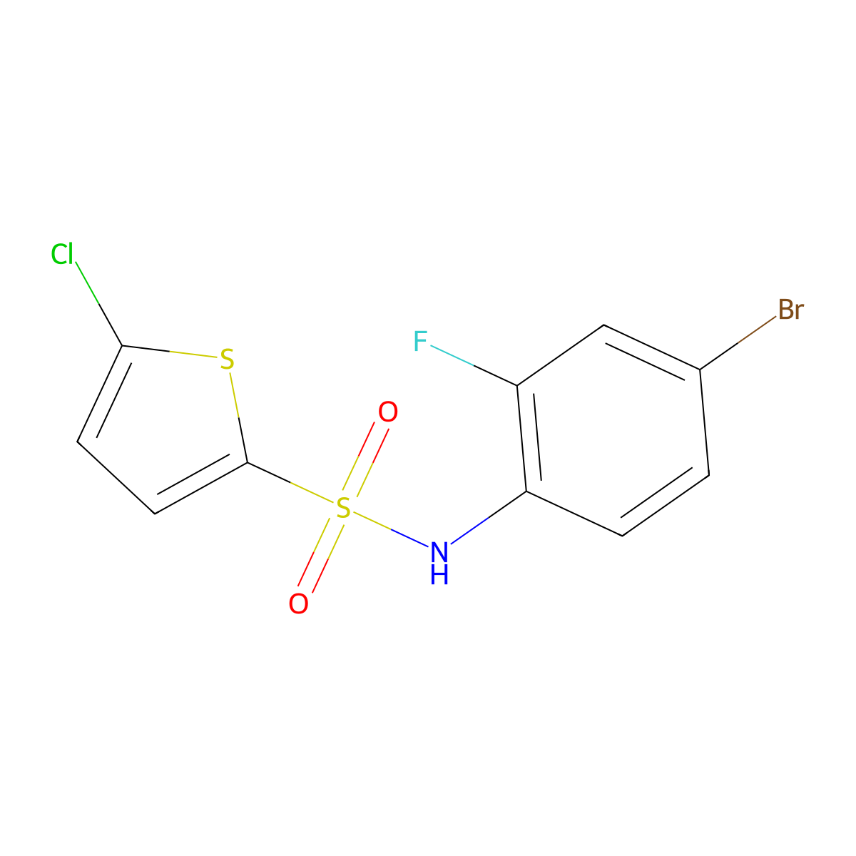 N-(4-bromo-2-fluorophenyl)-5-chlorothiophene-2-sulfonamide molecular structure, CAS 745023-79-4