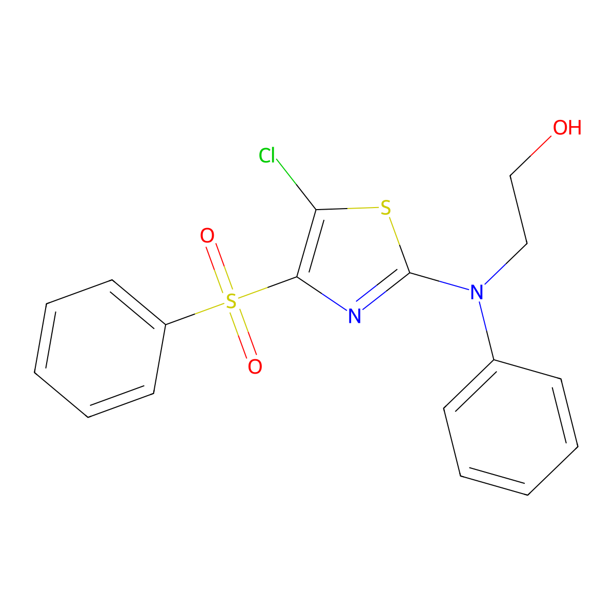 2-((5-Chloro-4-(phenylsulfonyl)thiazol-2-yl)(phenyl)amino)ethanol molecular structure, CAS 745026-58-8