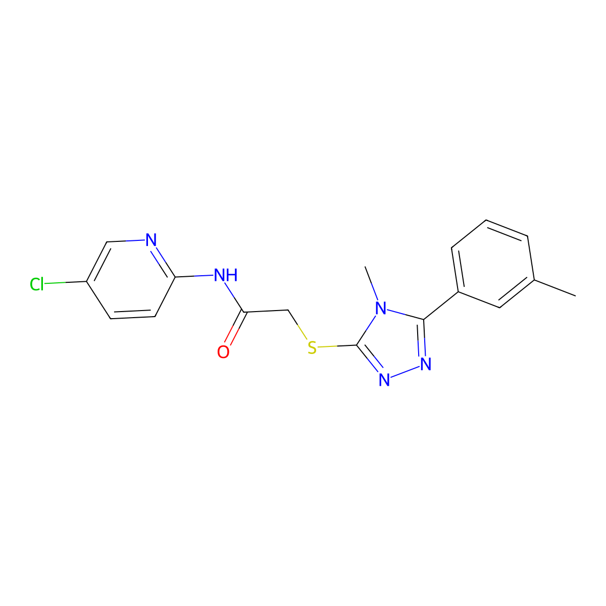 N-(5-chloropyridin-2-yl)-2-[[4-methyl-5-(3-methylphenyl)-1,2,4-triazol-3-yl]sulfanyl]acetamide molecular structure, CAS 745029-20-3