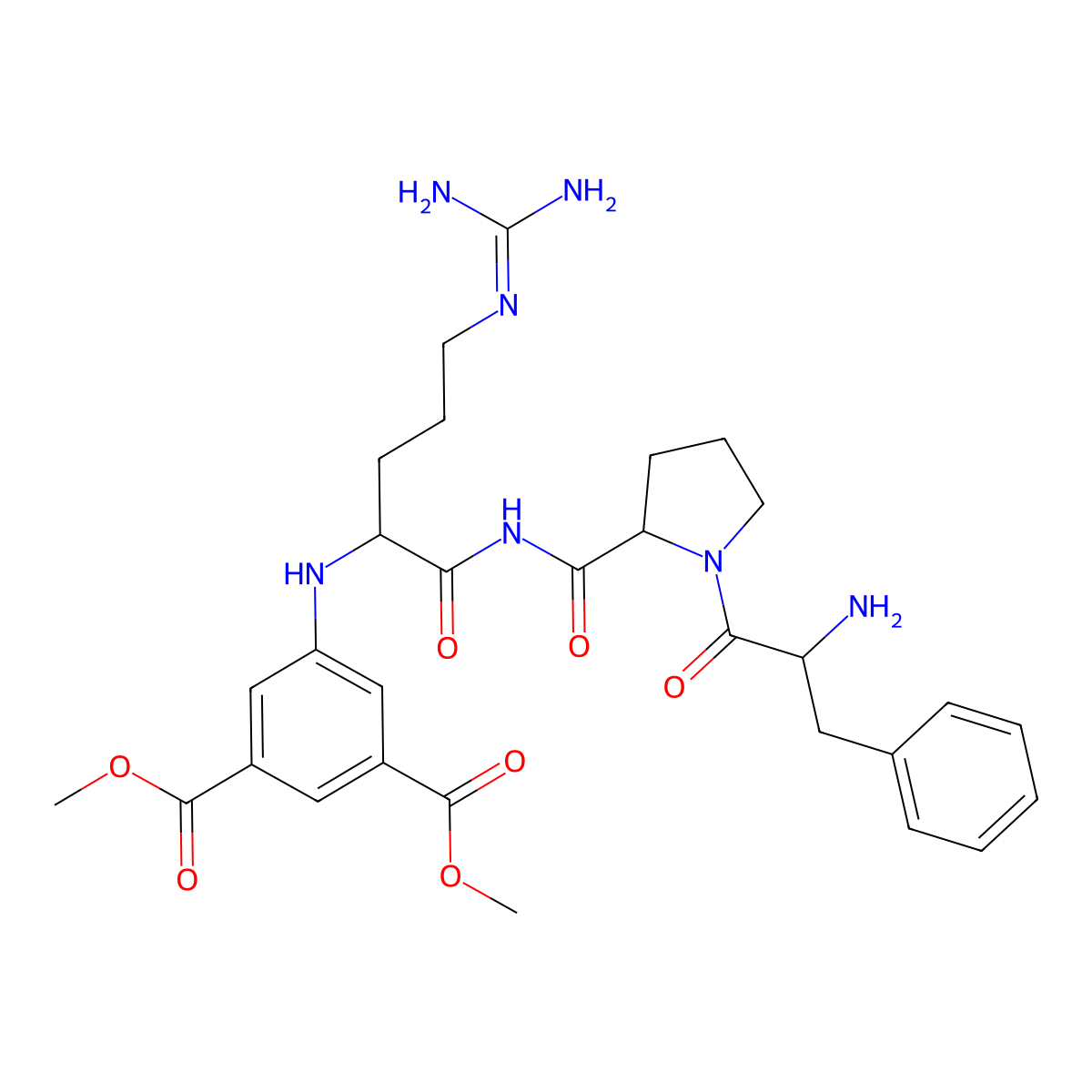 Phenylalanyl-prolyl-arginyl-5-amidoisophthalic acid dimethyl ester molecular structure, CAS 74503-72-3