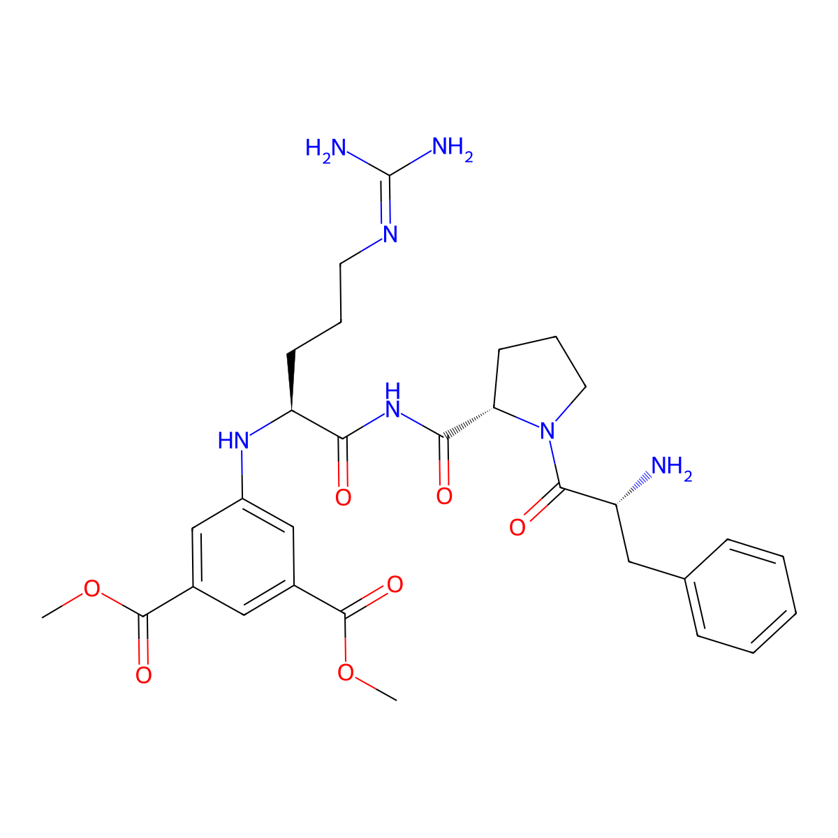 Phenylalanyl-prolyl-arginyl-5-amidoisophthalic acid dimethyl ester molecular structure, CAS 74503-72-3