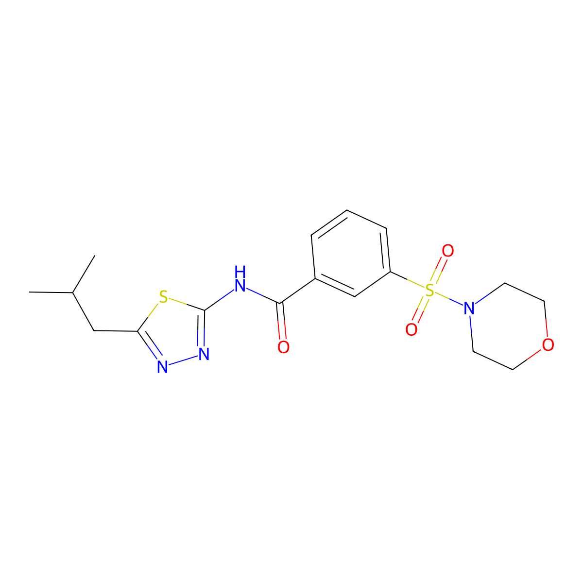 N-[5-(2-methylpropyl)-1,3,4-thiadiazol-2-yl]-3-morpholin-4-ylsulfonylbenzamide molecular structure, CAS 745034-89-3