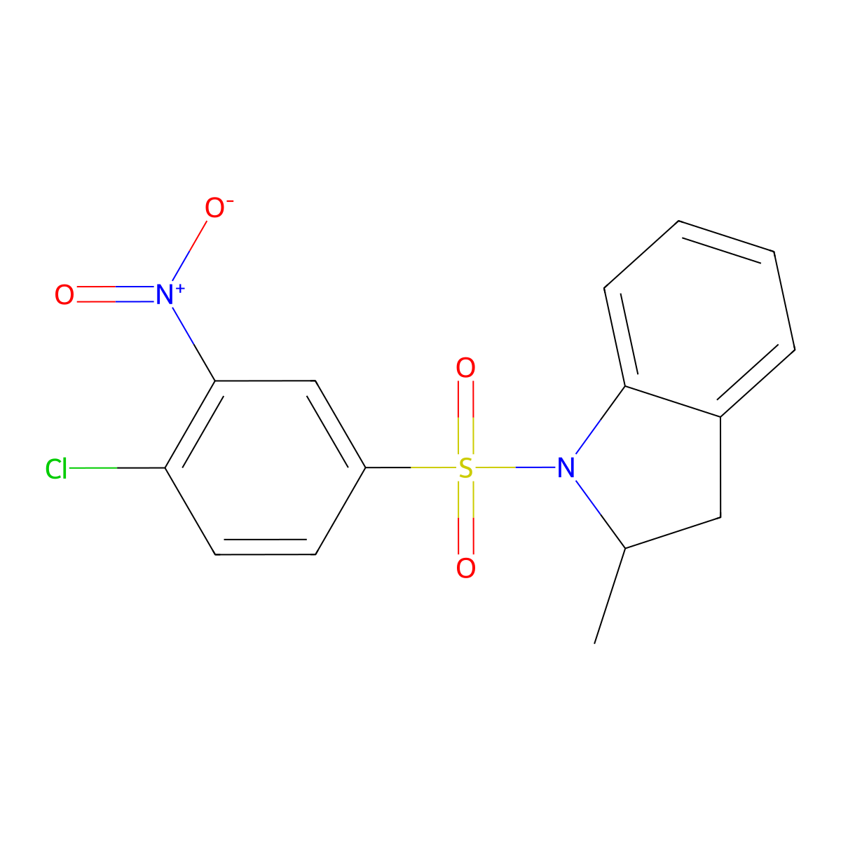 1-(4-chloro-3-nitrobenzenesulfonyl)-2-methyl-2,3-dihydro-1H-indole molecular structure, CAS 745036-81-1