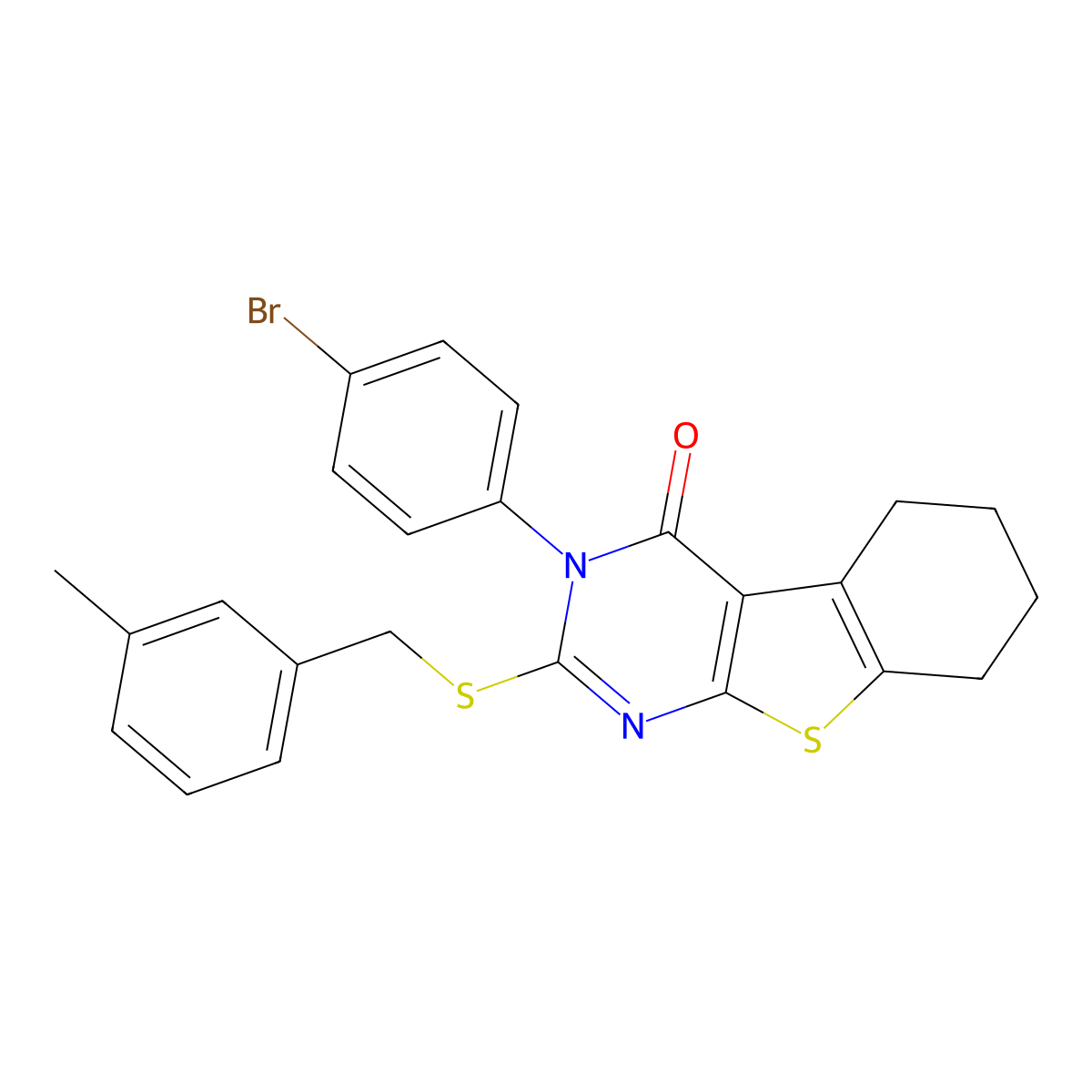 3-(4-bromophenyl)-2-[(3-methylbenzyl)sulfanyl]-5,6,7,8-tetrahydro[1]benzothieno[2,3-d]pyrimidin-4(3H)-one molecular structure, CAS 745038-12-4