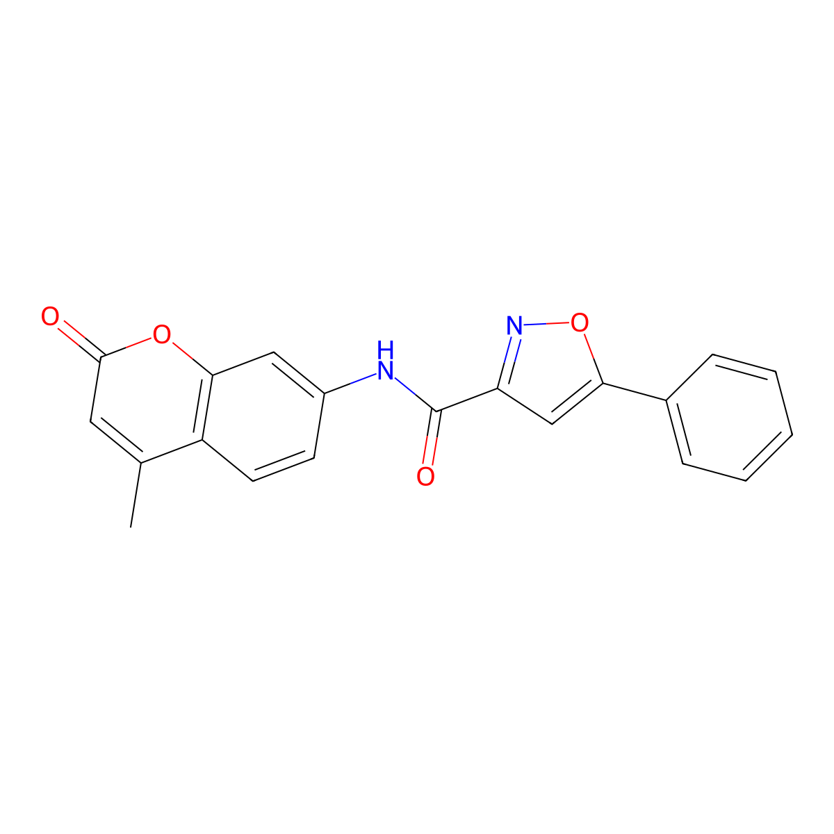 N-(4-methyl-2-oxochromen-7-yl)-5-phenyl-1,2-oxazole-3-carboxamide molecular structure, CAS 745038-47-5