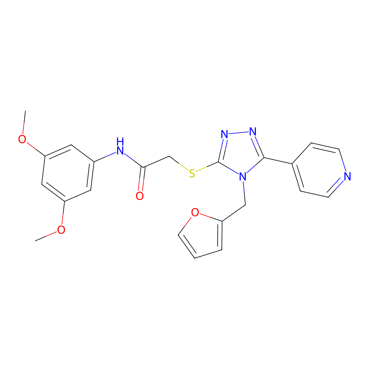 N-(3,5-dimethoxyphenyl)-2-{[4-(furan-2-ylmethyl)-5-(pyridin-4-yl)-4H-1,2,4-triazol-3-yl]sulfanyl}acetamide molecular structure, CAS 745038-50-0