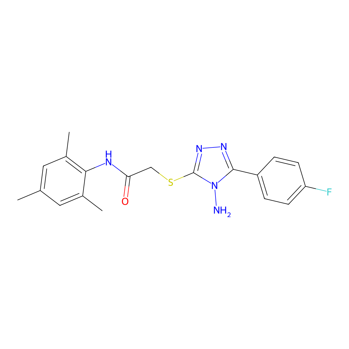 2-{[4-amino-5-(4-fluorophenyl)-4H-1,2,4-triazol-3-yl]sulfanyl}-N-(2,4,6-trimethylphenyl)acetamide molecular structure, CAS 745038-61-3