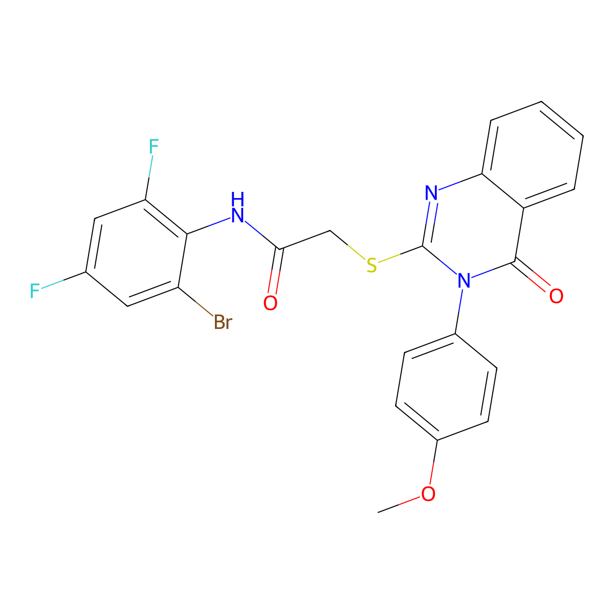 N-(2-bromo-4,6-difluorophenyl)-2-{[3-(4-methoxyphenyl)-4-oxo-3,4-dihydroquinazolin-2-yl]sulfanyl}acetamide molecular structure, CAS 745040-01-1