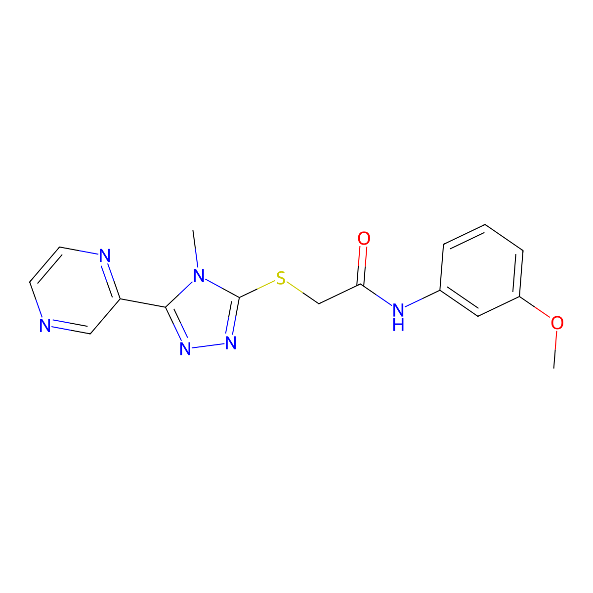 N-(3-methoxyphenyl)-2-{[4-methyl-5-(pyrazin-2-yl)-4H-1,2,4-triazol-3-yl]sulfanyl}acetamide molecular structure, CAS 745040-31-7