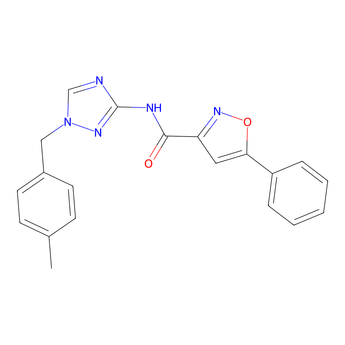 N-[1-[(4-methylphenyl)methyl]-1,2,4-triazol-3-yl]-5-phenyl-1,2-oxazole-3-carboxamide molecular structure, CAS 745040-53-3