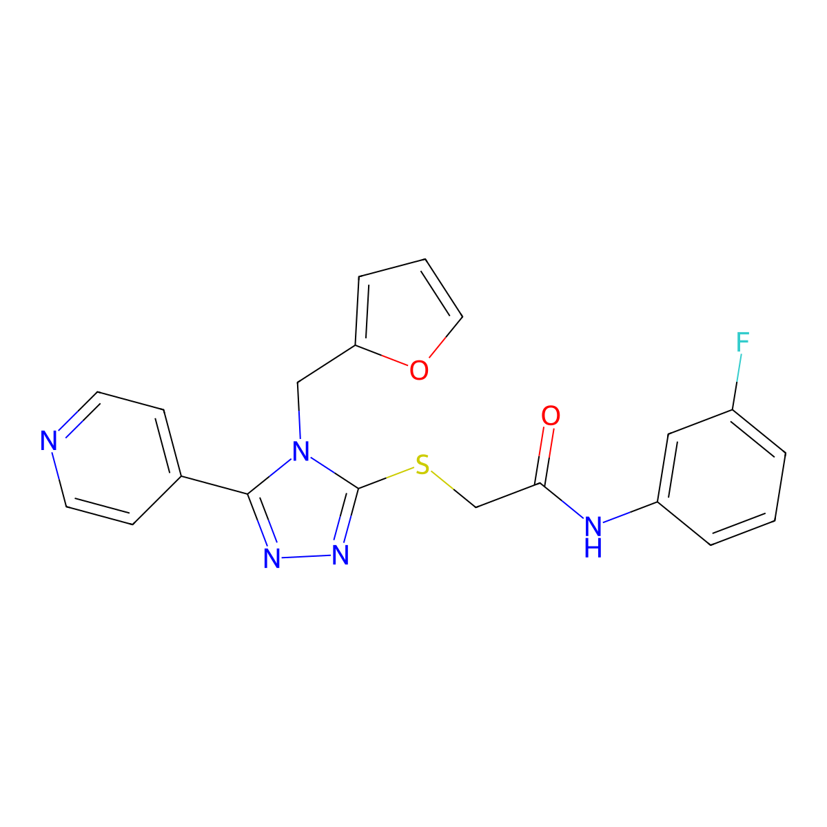 N-(3-fluorophenyl)-2-{[4-(furan-2-ylmethyl)-5-(pyridin-4-yl)-4H-1,2,4-triazol-3-yl]sulfanyl}acetamide molecular structure, CAS 745040-62-4