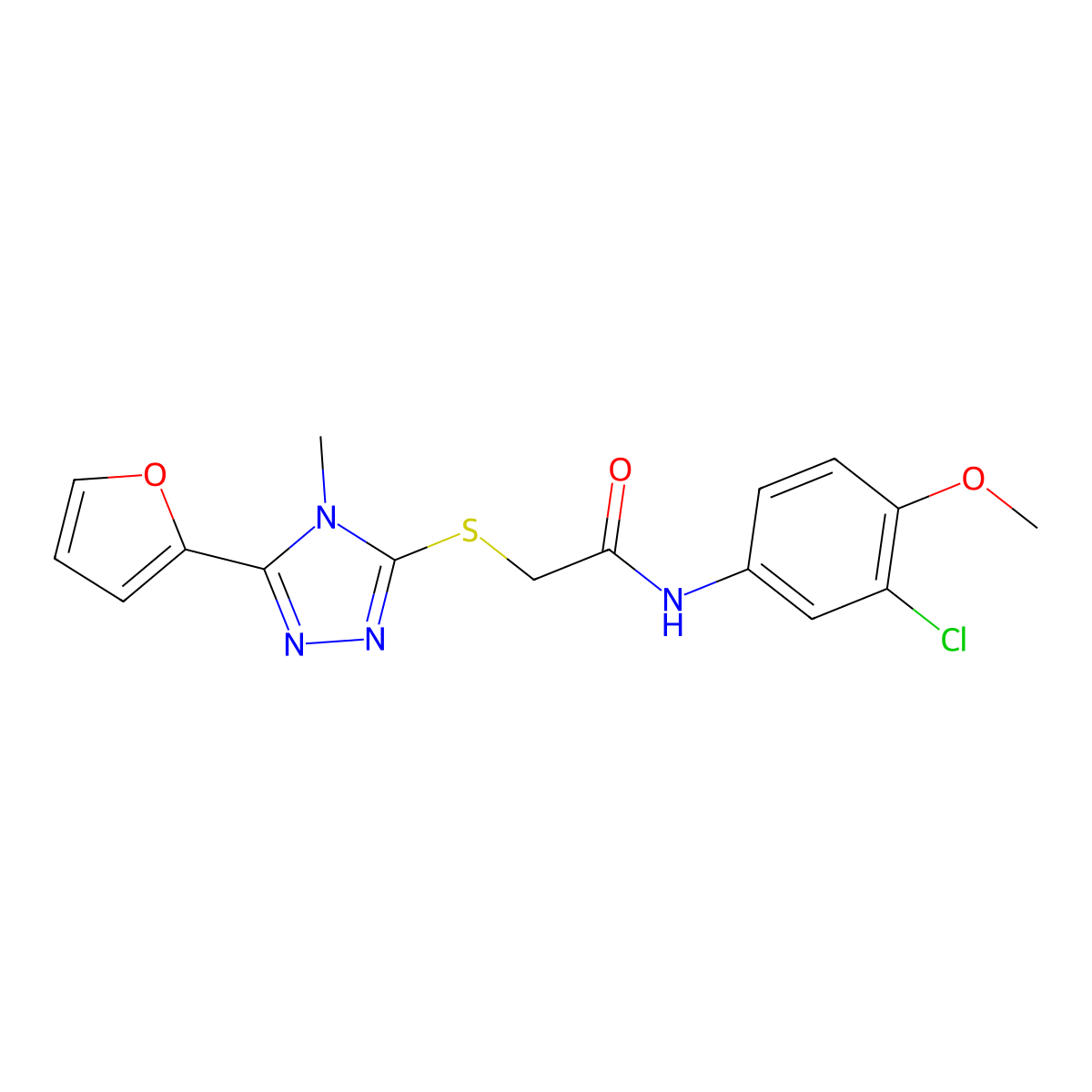 N-(3-chloro-4-methoxyphenyl)-2-{[5-(furan-2-yl)-4-methyl-4H-1,2,4-triazol-3-yl]sulfanyl}acetamide molecular structure, CAS 745042-89-1