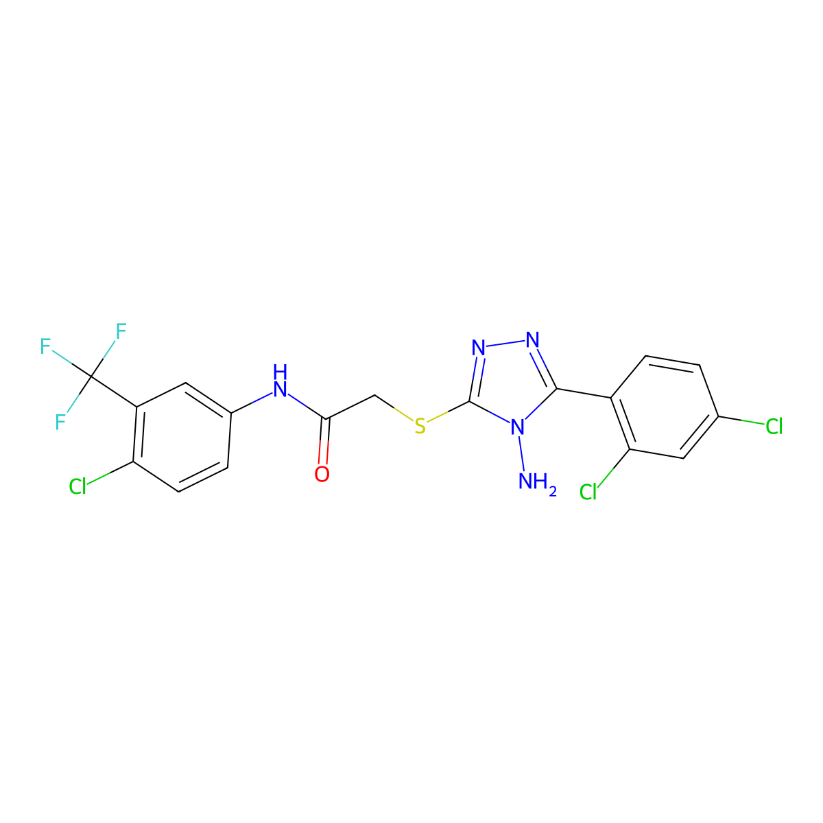 2-{[4-amino-5-(2,4-dichlorophenyl)-4H-1,2,4-triazol-3-yl]sulfanyl}-N-[4-chloro-3-(trifluoromethyl)phenyl]acetamide molecular structure, CAS 745043-12-3