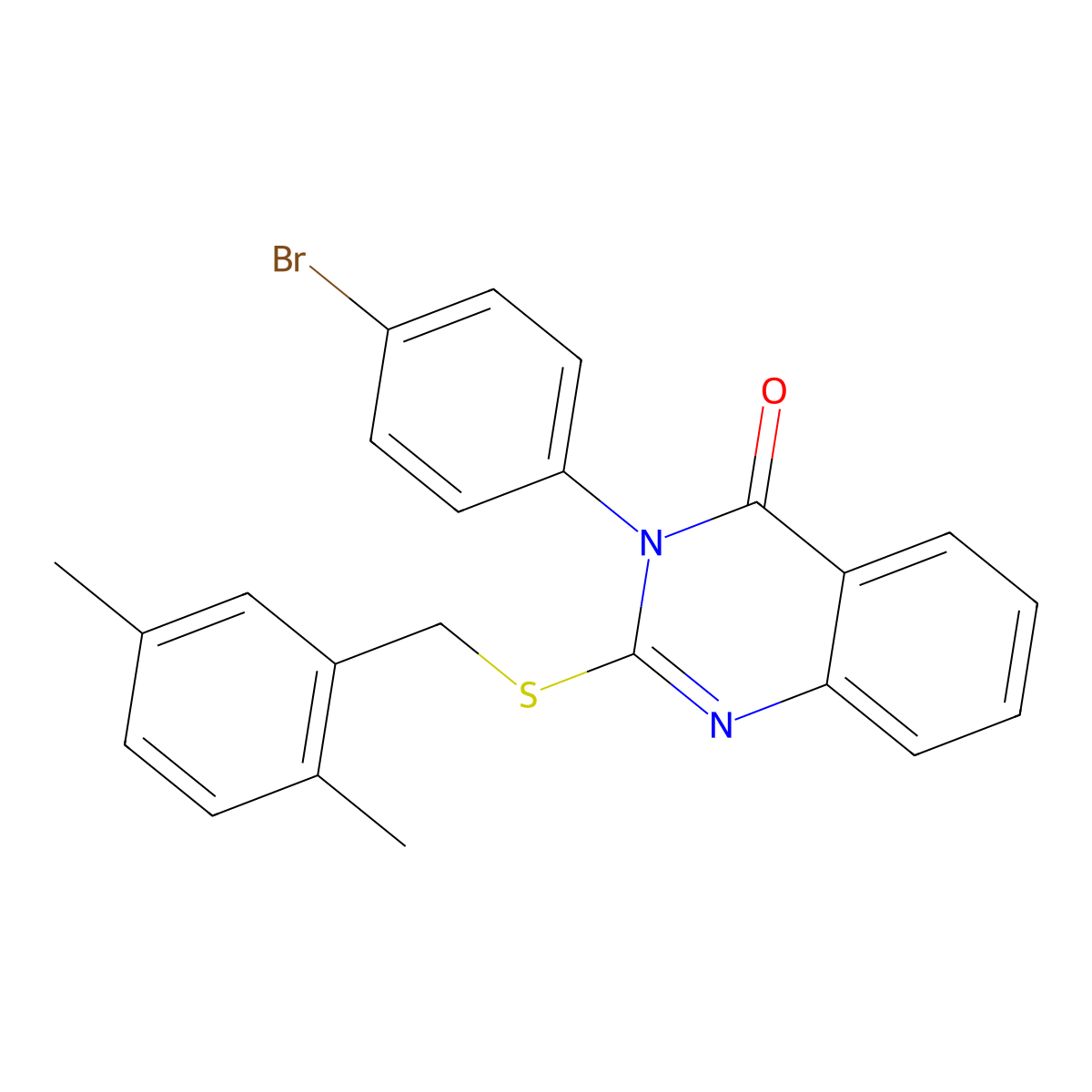3-(4-Bromophenyl)-2-((2,5-dimethylbenzyl)thio)-4(3H)-quinazolinone molecular structure, CAS 745043-52-1