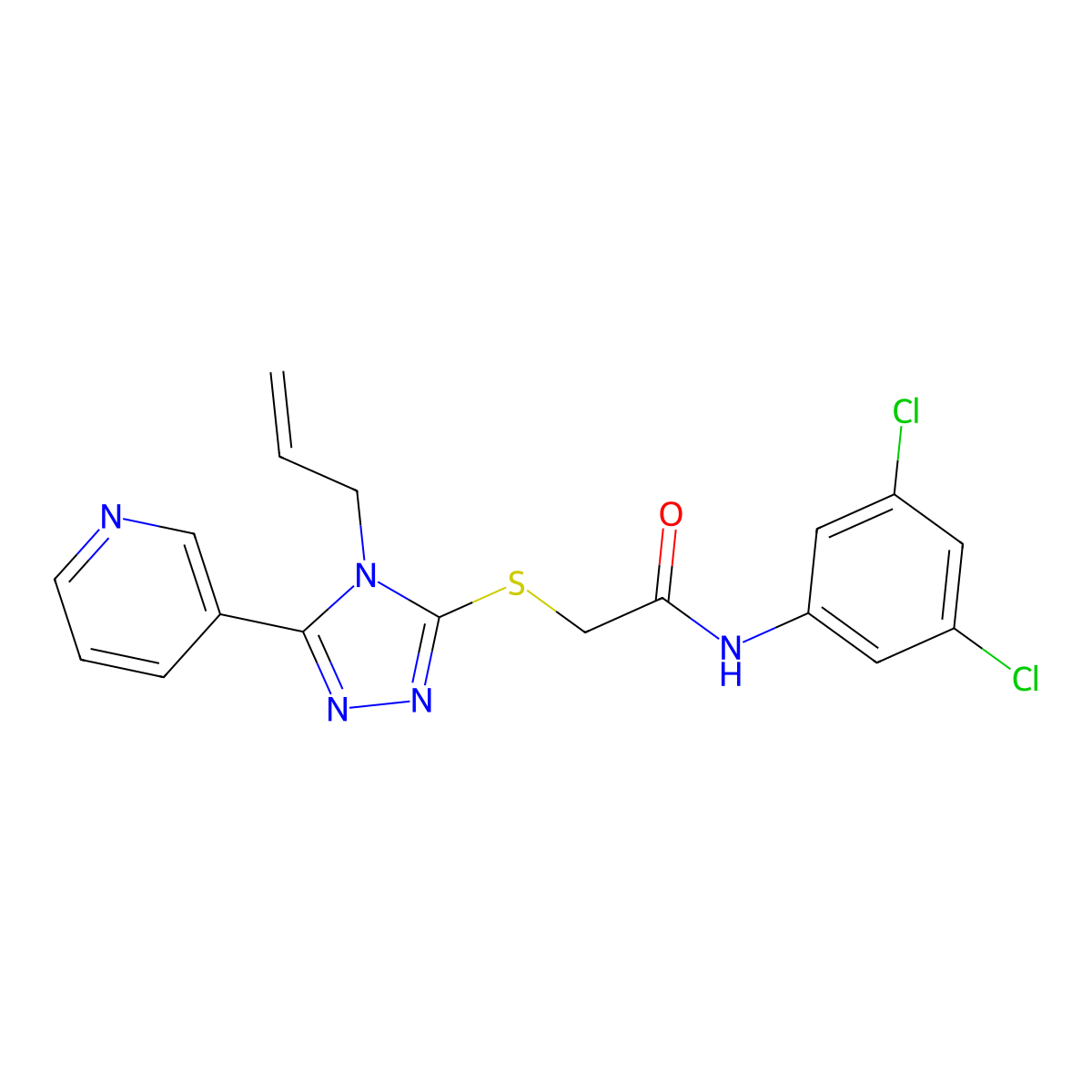 N-(3,5-dichlorophenyl)-2-{[4-(prop-2-en-1-yl)-5-(pyridin-3-yl)-4H-1,2,4-triazol-3-yl]sulfanyl}acetamide molecular structure, CAS 745043-60-1