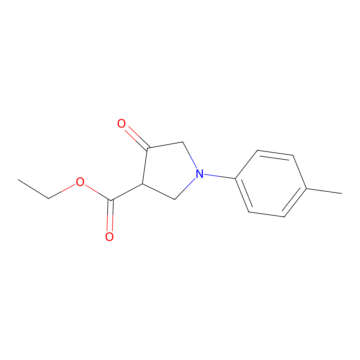 Ethyl 1-(4-methylphenyl)-4-oxo-3-pyrrolidinecarboxylate molecular structure, CAS 745043-75-8