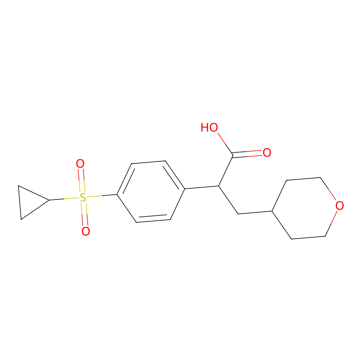 2-(4-(Cyclopropylsulfonyl)phenyl)-3-(tetrahydro-2H-pyran-4-YL)propanoic acid molecular structure, CAS 745052-93-1