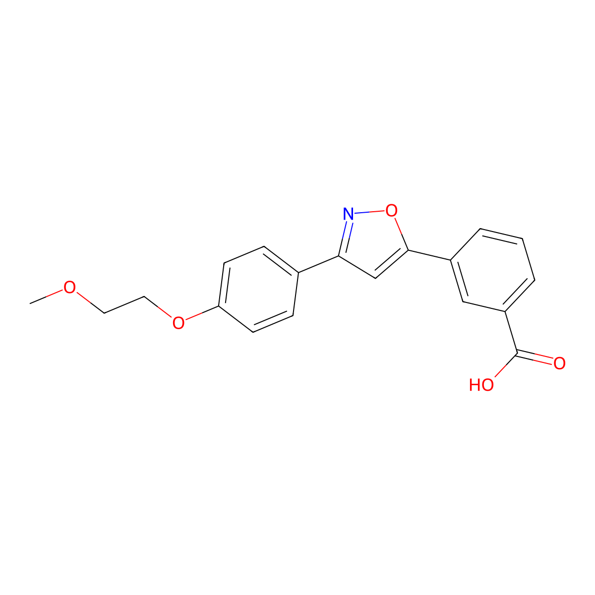 3-(3-(4-(2-Methoxyethoxy)phenyl)isoxazol-5-yl)benzoic acid molecular structure, CAS 745055-49-6