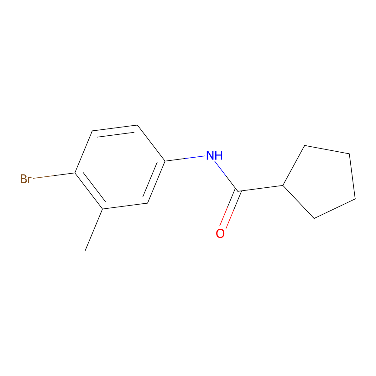 N-(4-bromo-3-methylphenyl)cyclopentanecarboxamide molecular structure, CAS 745061-26-1