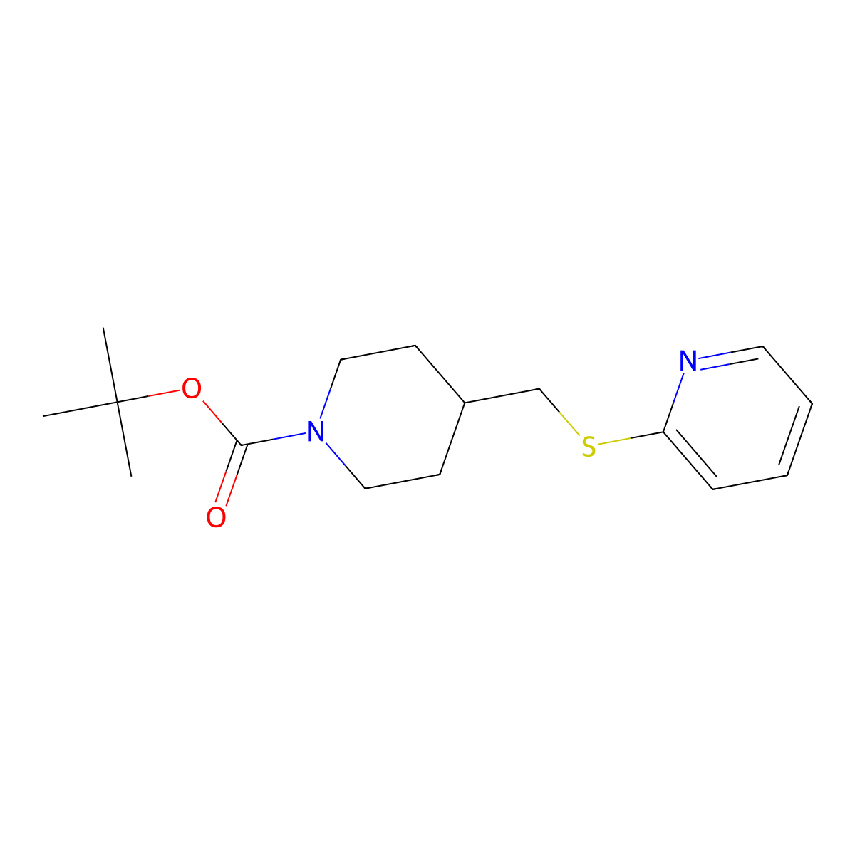 tert-Butyl 4-((pyridin-2-ylthio)methyl)piperidine-1-carboxylate molecular structure, CAS 745066-46-0