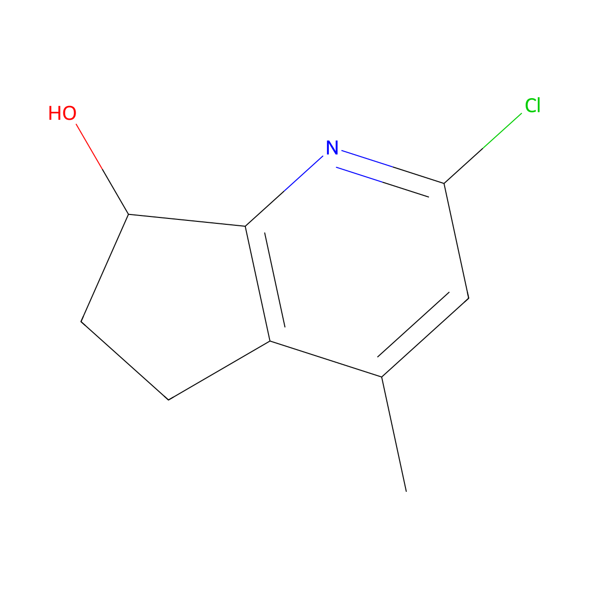 2-Chloro-4-methyl-6,7-dihydro-5H-cyclopenta[b]pyridin-7-ol molecular structure, CAS 745075-80-3