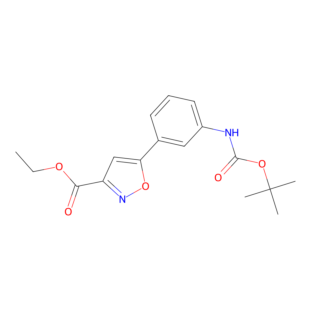 Ethyl 5-(3-((tert-butoxycarbonyl)amino)phenyl)isoxazole-3-carboxylate molecular structure, CAS 745078-83-5