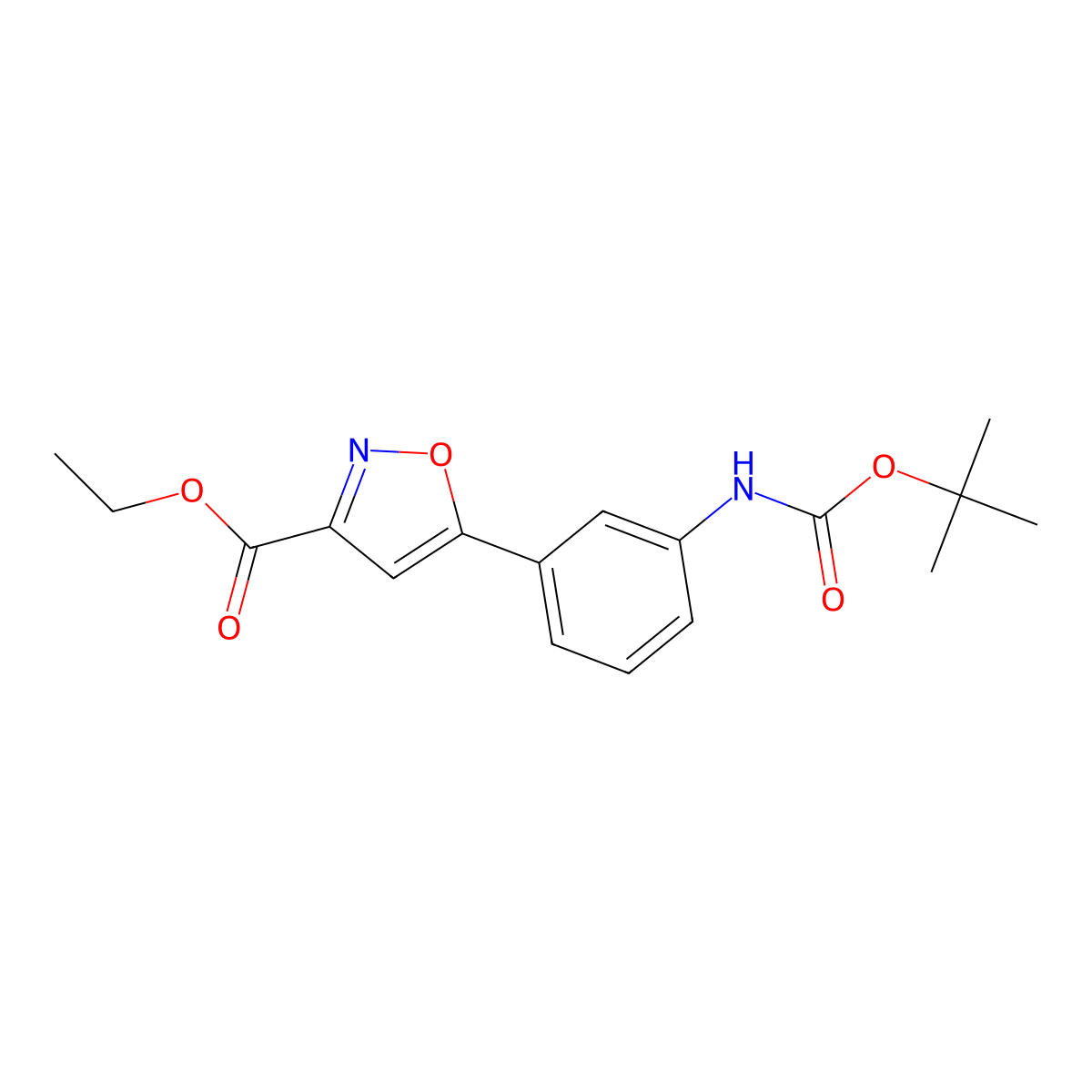 Ethyl 5-(3-((tert-butoxycarbonyl)amino)phenyl)isoxazole-3-carboxylate molecular structure, CAS 745078-83-5