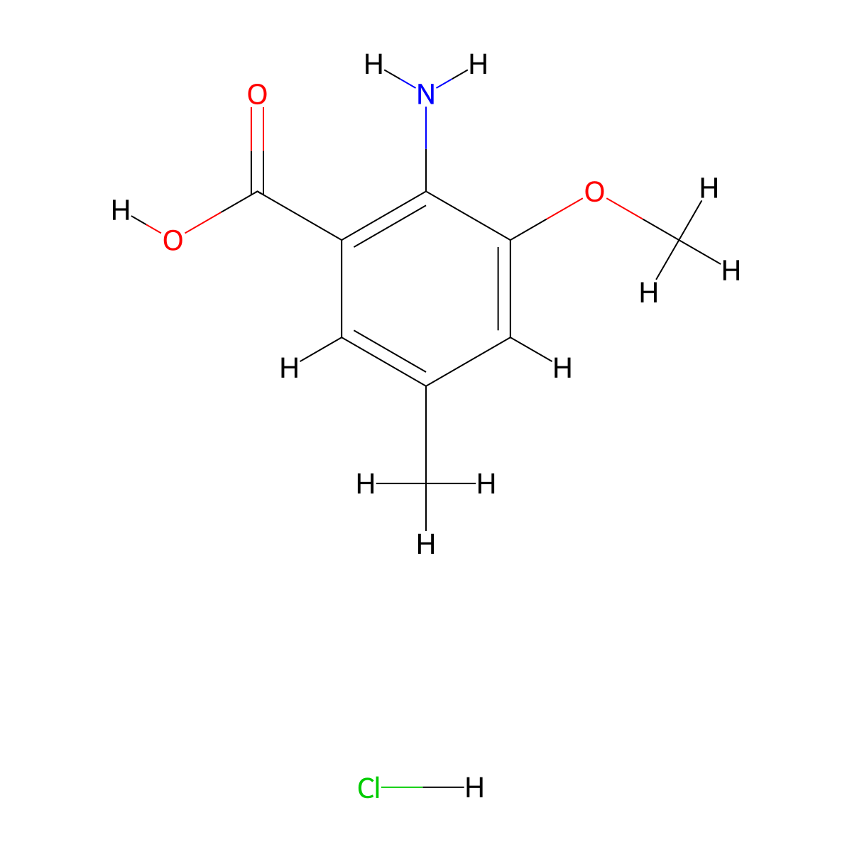 2-Amino-3-methoxy-5-methylbenzoic acid hydrochloride molecular structure, CAS 74510-42-2