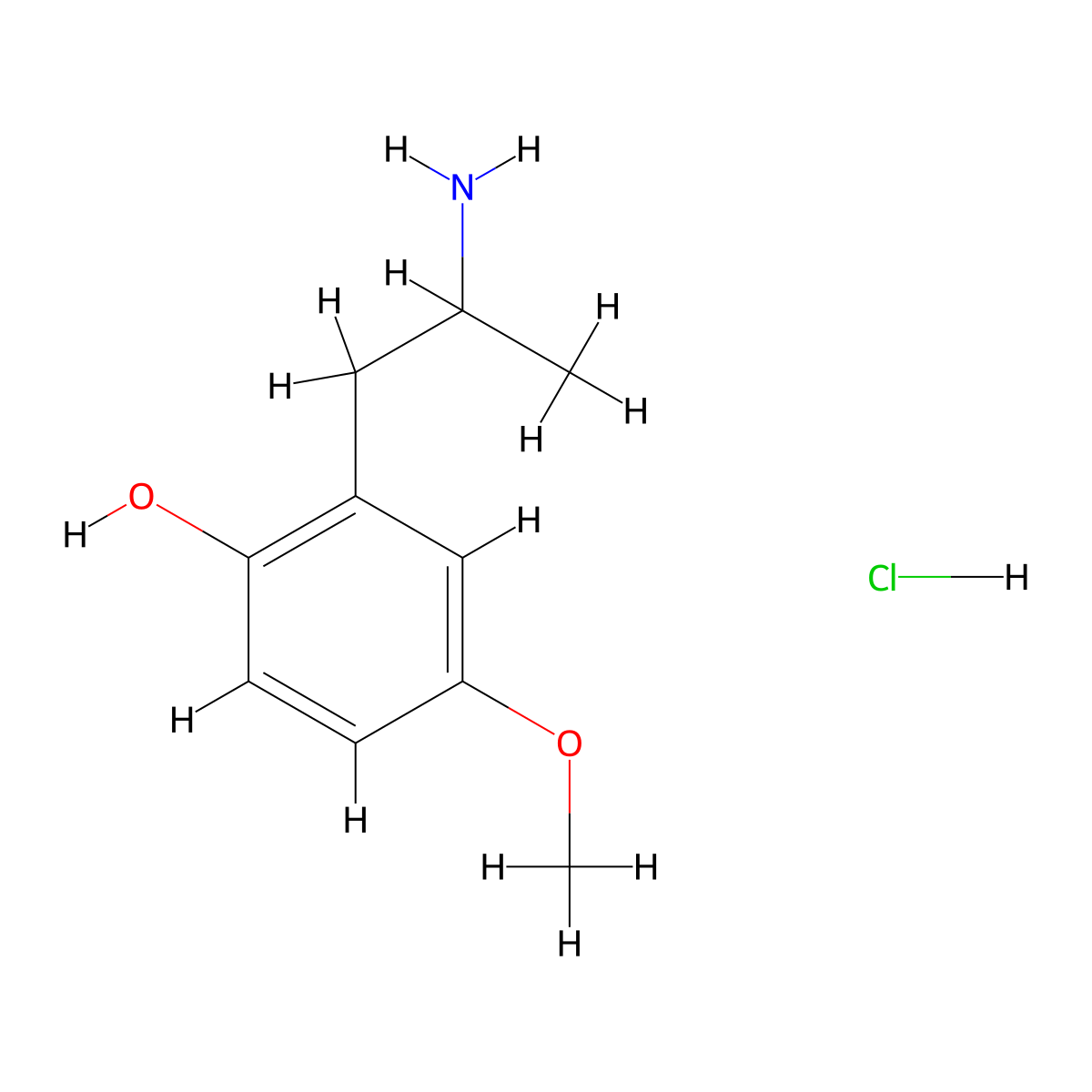 2-(2-Aminopropyl)-4-methoxyphenol hydrochloride molecular structure, CAS 74516-49-7