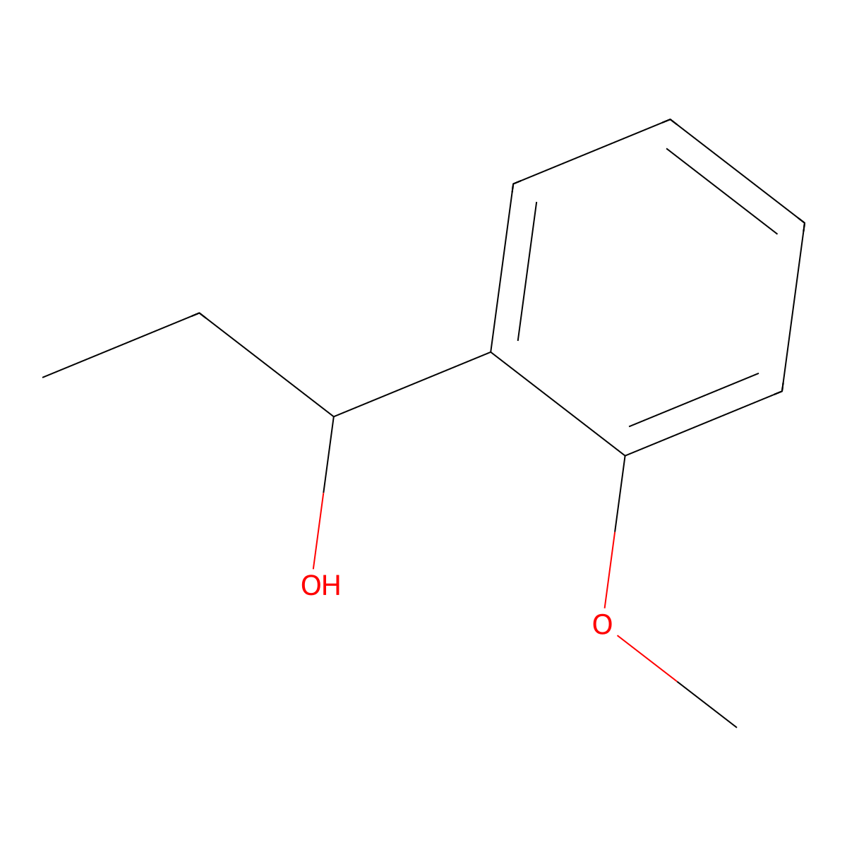 Benzenemethanol, alpha-ethyl-2-methoxy- molecular structure, CAS 7452-01-9