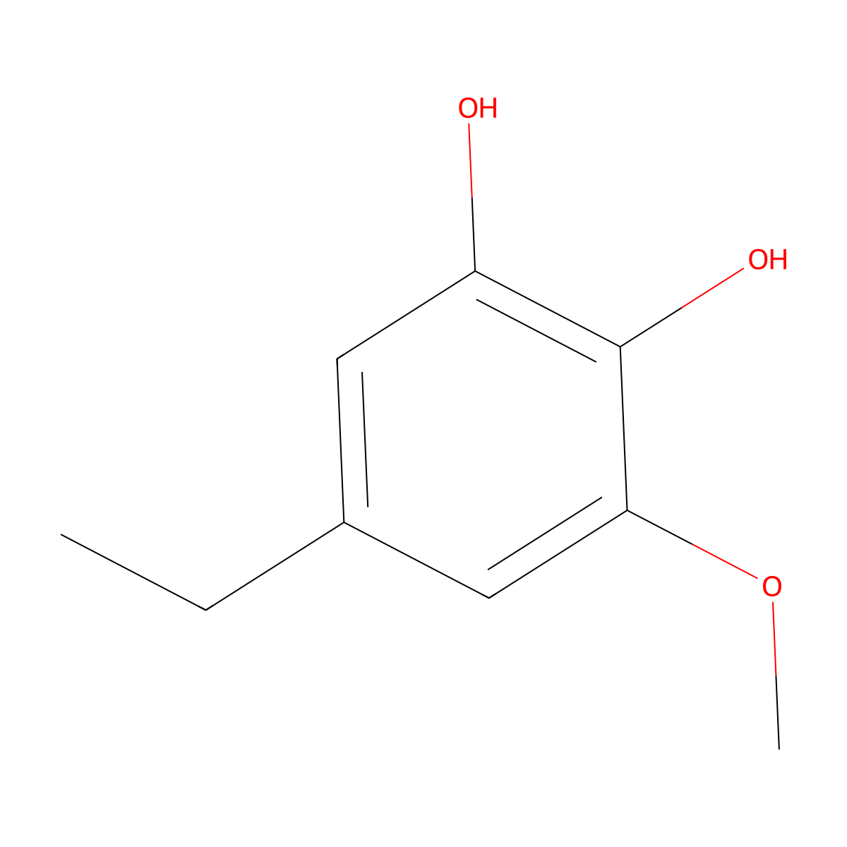 5-Ethyl-3-methoxybenzene-1,2-diol molecular structure, CAS 7452-04-2
